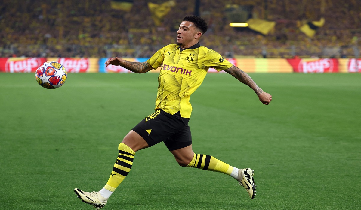 Gelandang Manchester United, yang musim lalu bermain di Borussia Dortmund, Jadon Sancho.