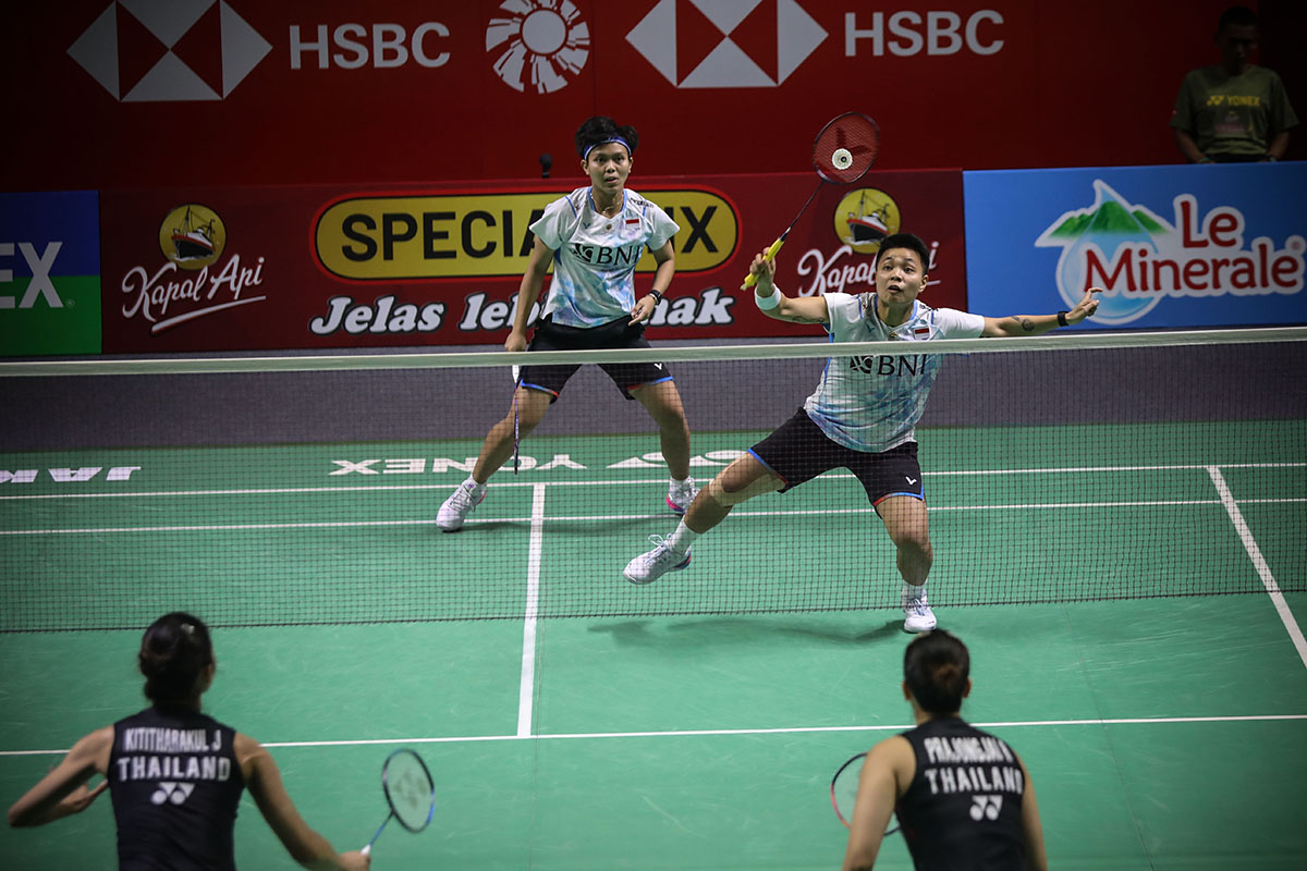 Apriyani Rahayu/Siti Fadia Silva Ramadhanti di Indonesia Terbuka 2024.