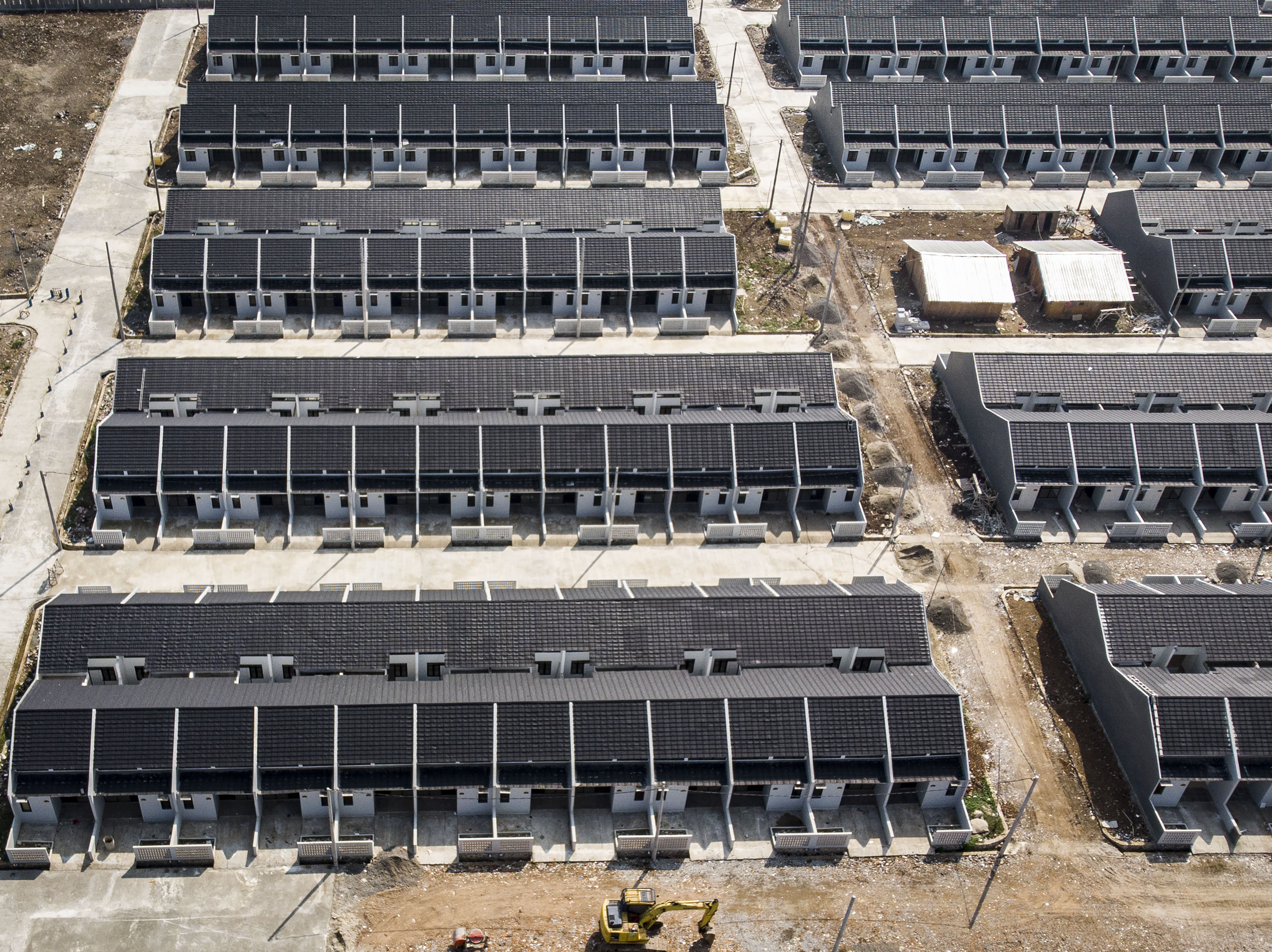 Foto udara suasana perumahan di kawasan Babelan, Bekasi, Jawa Barat