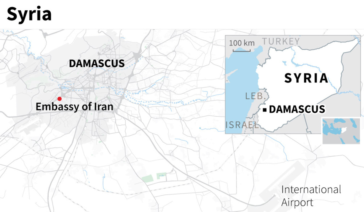 Peta wilayah Suriah dan Iran.