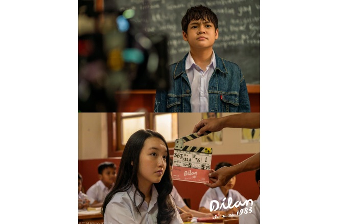 Muhammad Adhiyat (atas) beperan sebagai Dilan dan Malea Emma (bawah) sebagai Mei Lien.