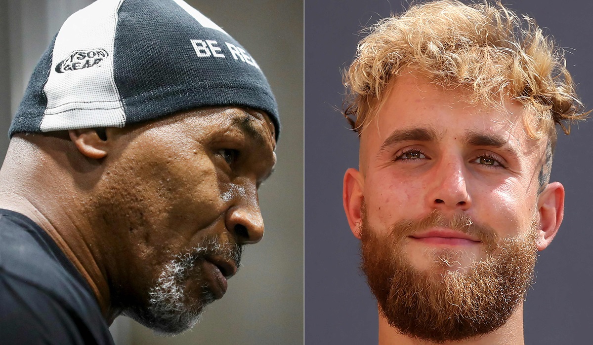 Foto kombinasi yang menampilkan Mike Tyson (kiri) dan Jake Paul.
