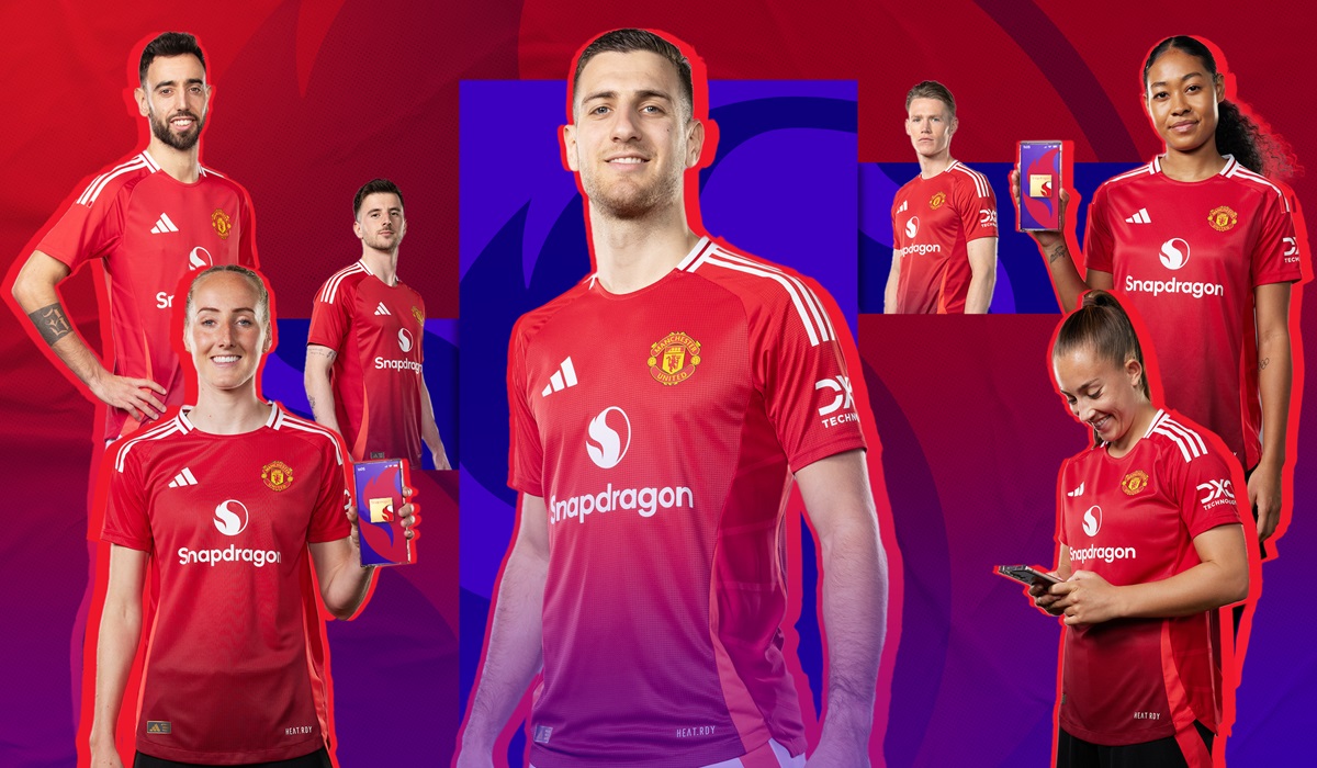 Jersey kandang baru Manchester United yang menampilkan logo Snapdragon