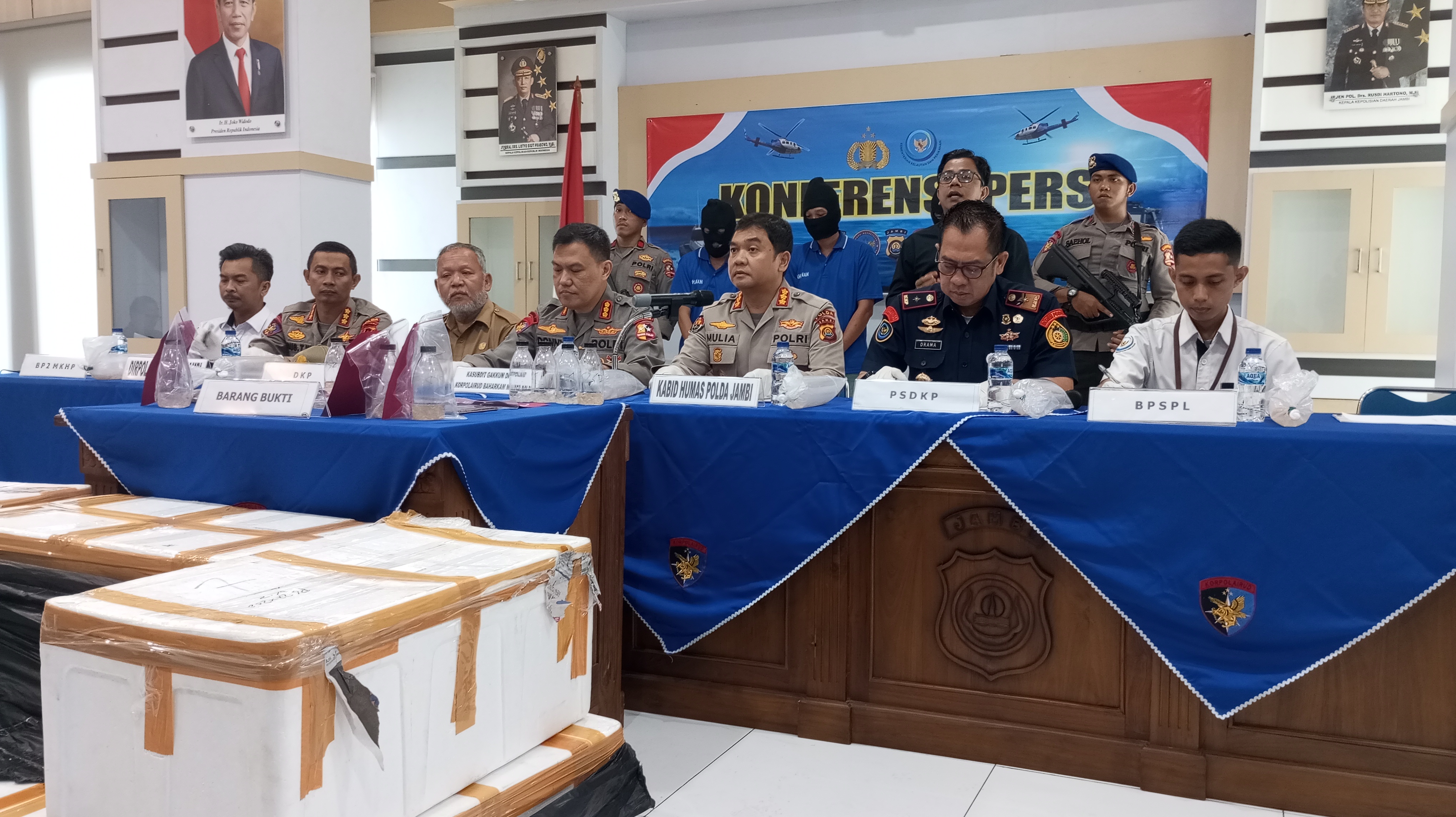 Konpres penyelundupan benur senilai Rp12 miliar si Polda Jambi.