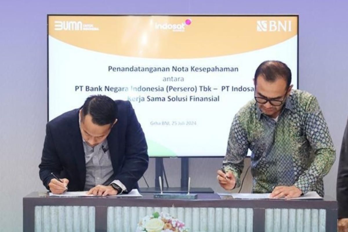 Penandatanganan kerja sama antara BNI dan Indosat