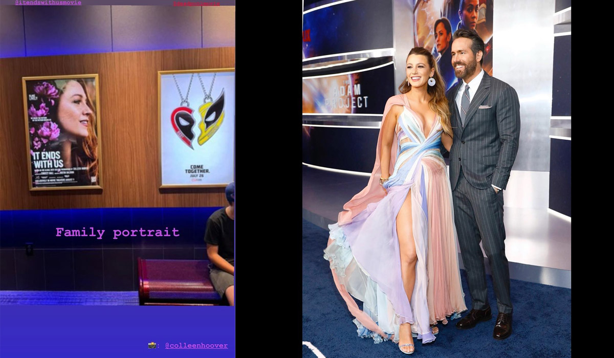 Blake Lively memposting sebuah potret keluarga yang tidak konvensional di Instagram Stories, menampilkan kedua poster film mereka.