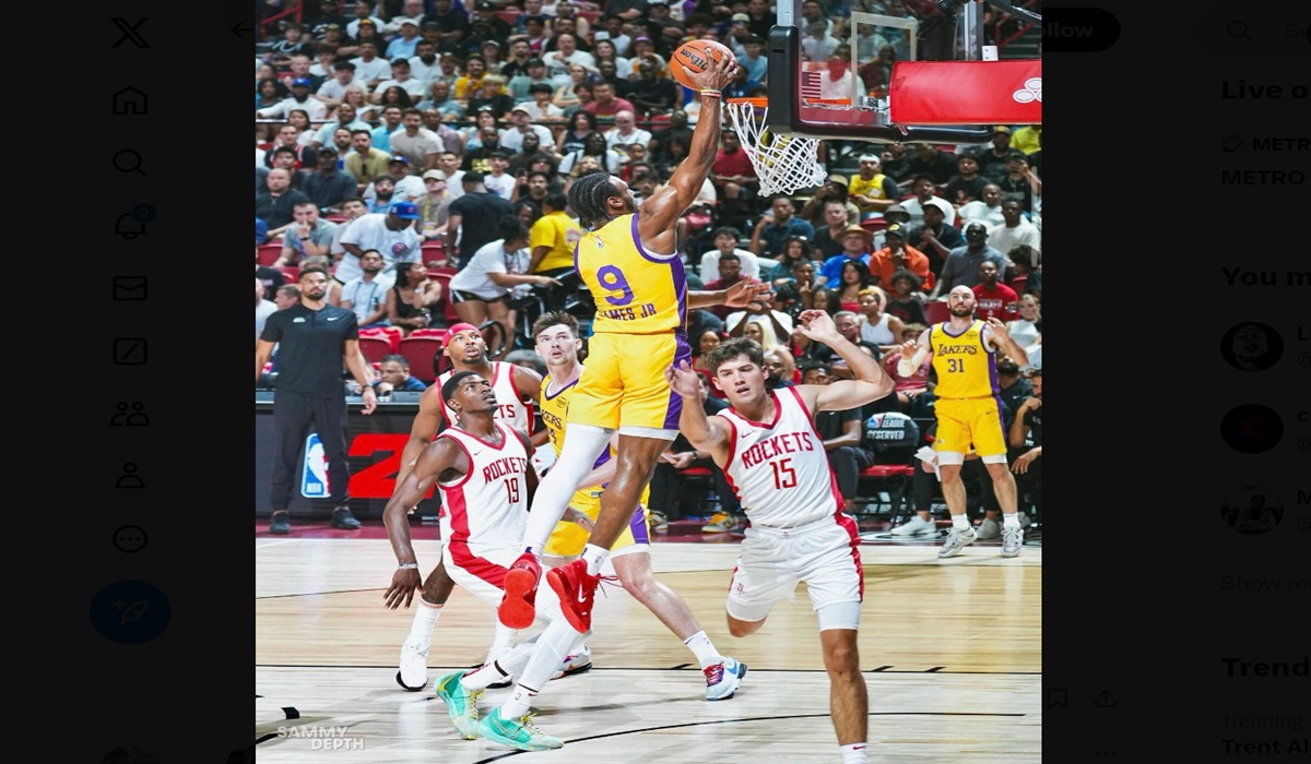 Aksi Bronny James di laga NBA Summer League