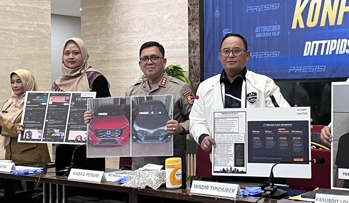 Konferensi pers kasus eksploitasi anak di Bareskrim Polri, Jakarta Selatan, Selasa, 23 Juli 2024.