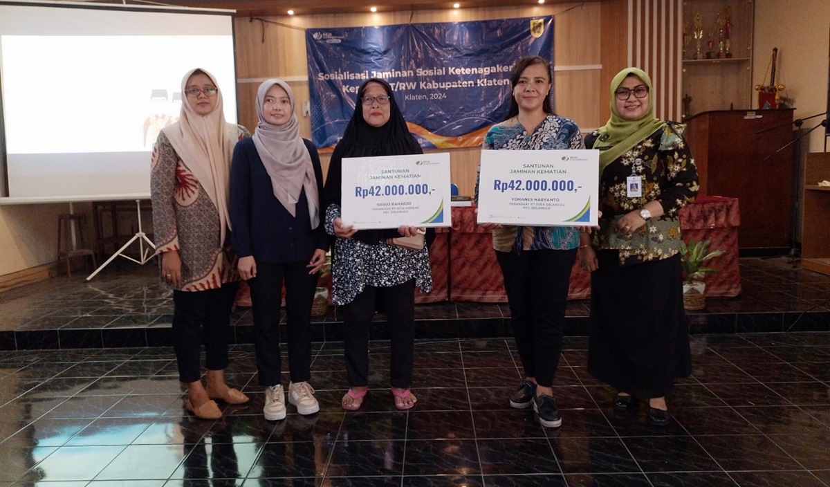 BPJS Ketenagakerjaan Klaten, Jawa Tengah, menggelar sosialisasi perlindungan jaminan sosial untuk Ketua RT dan RW.