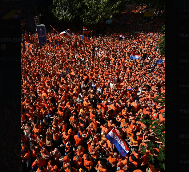 Ilustrasi suporter Belanda di Euro 2024. 