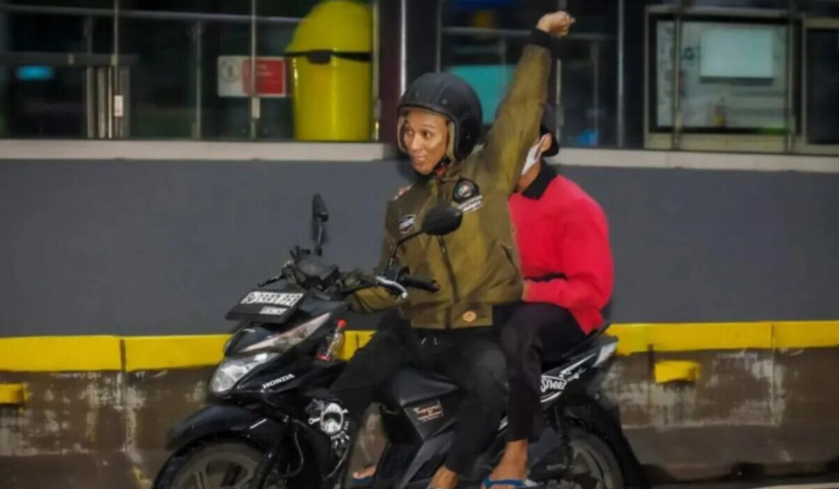 Pelaku penjambretan di CFD Jalan Jenderal Sudirman-MH Thamrin, Jakarta Pusat, Minggu (16/6/2024).