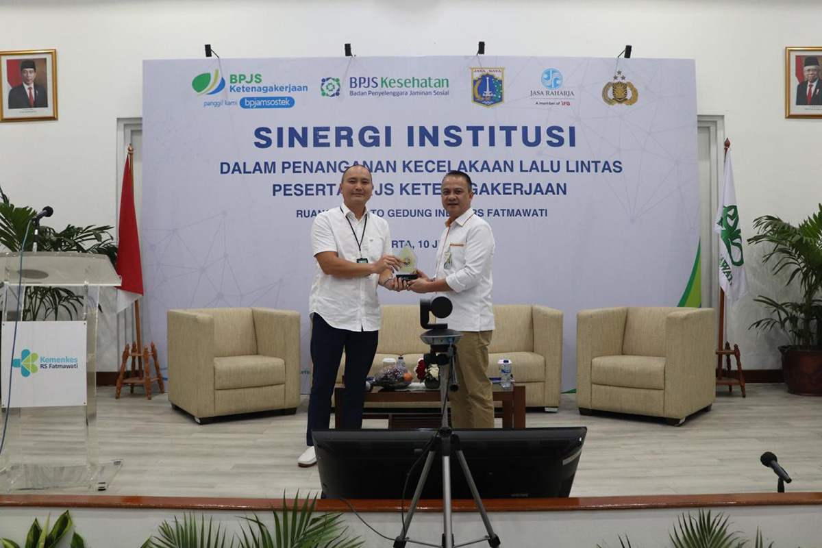 Diskusi bertemakan Sinergi Institusi dalam Penanganan Kecelakaan Kerja Lalu lintas Pekerja BPJS Ketenagakerjaan.