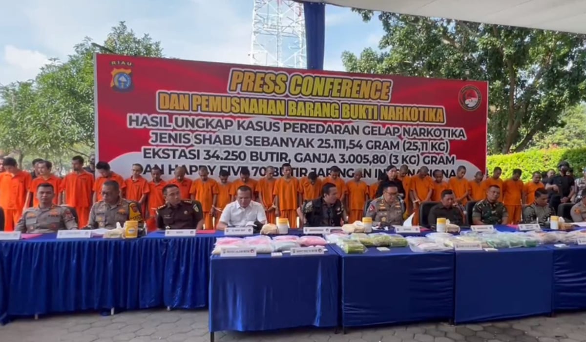 Polda Riau Sita Narkoba Senilai Rp35 Milyar dari Sindikat Internasional