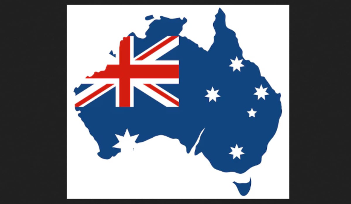 Bendera dan peta Australia.