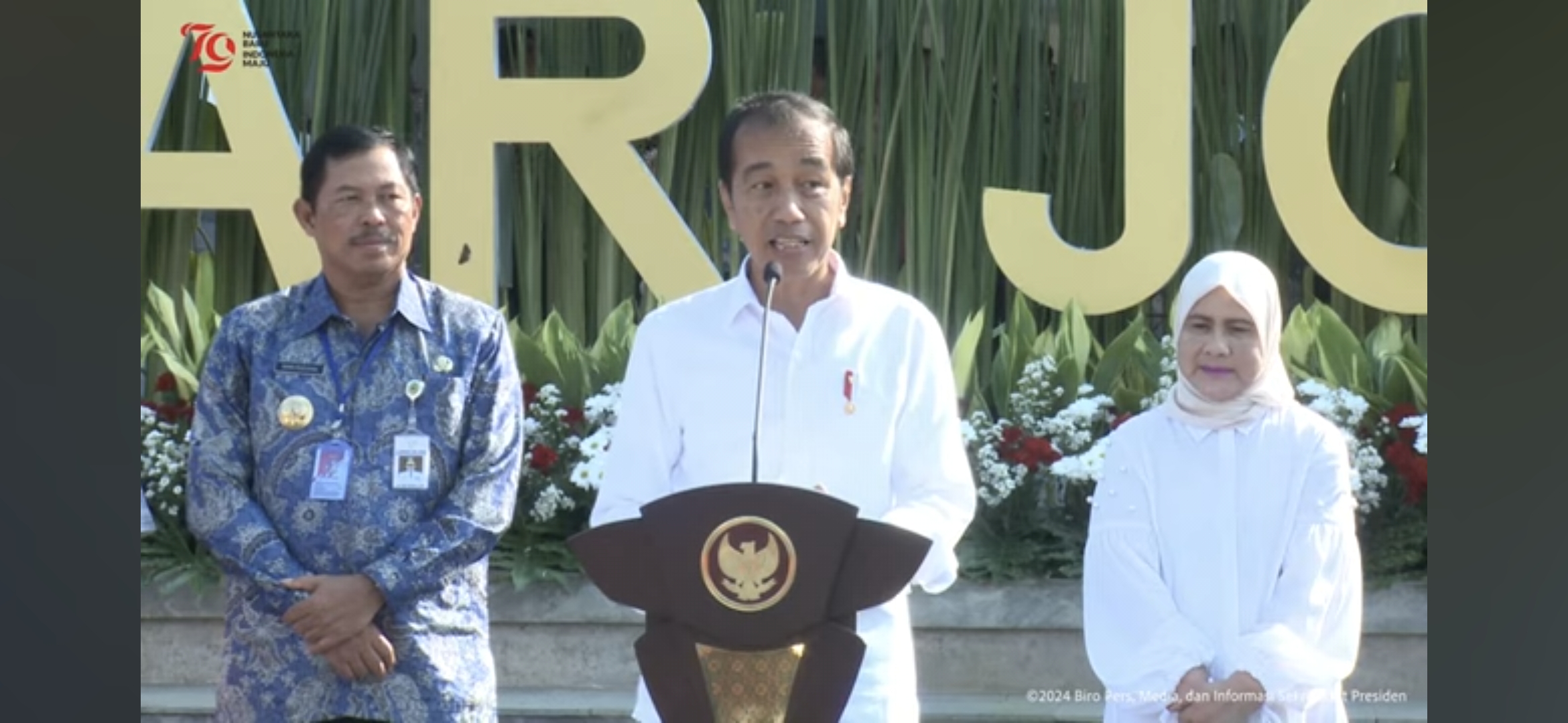 Jokowi resmikan revitalisasi Pasar Jongke Kota Solo, Jawa Tengah, Sabtu (27/7/2024). 