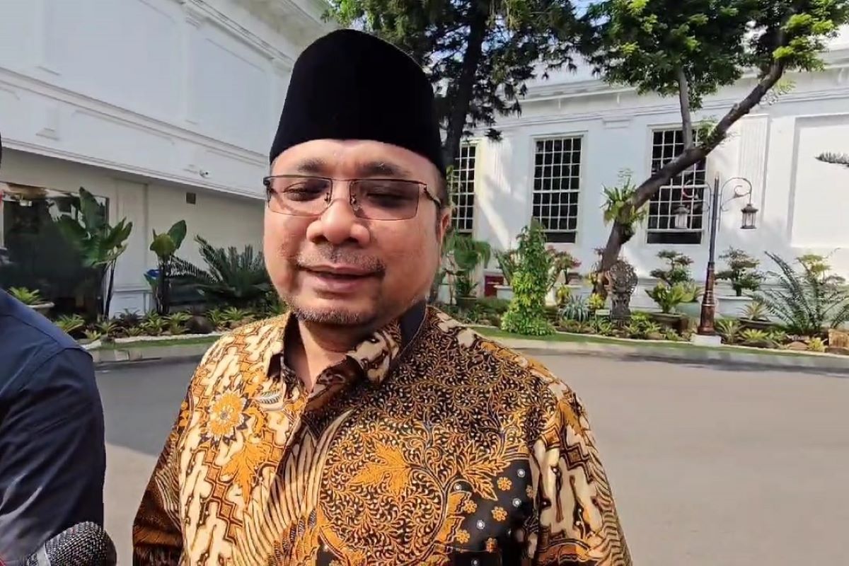 Menteri Agama Yaqut Cholil Qoumas di Istana Kepresidenan, Jakarta.
