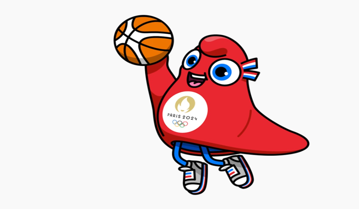 Logo Olimpiade Paris 2024 untuk cabang olahraga bola basket.