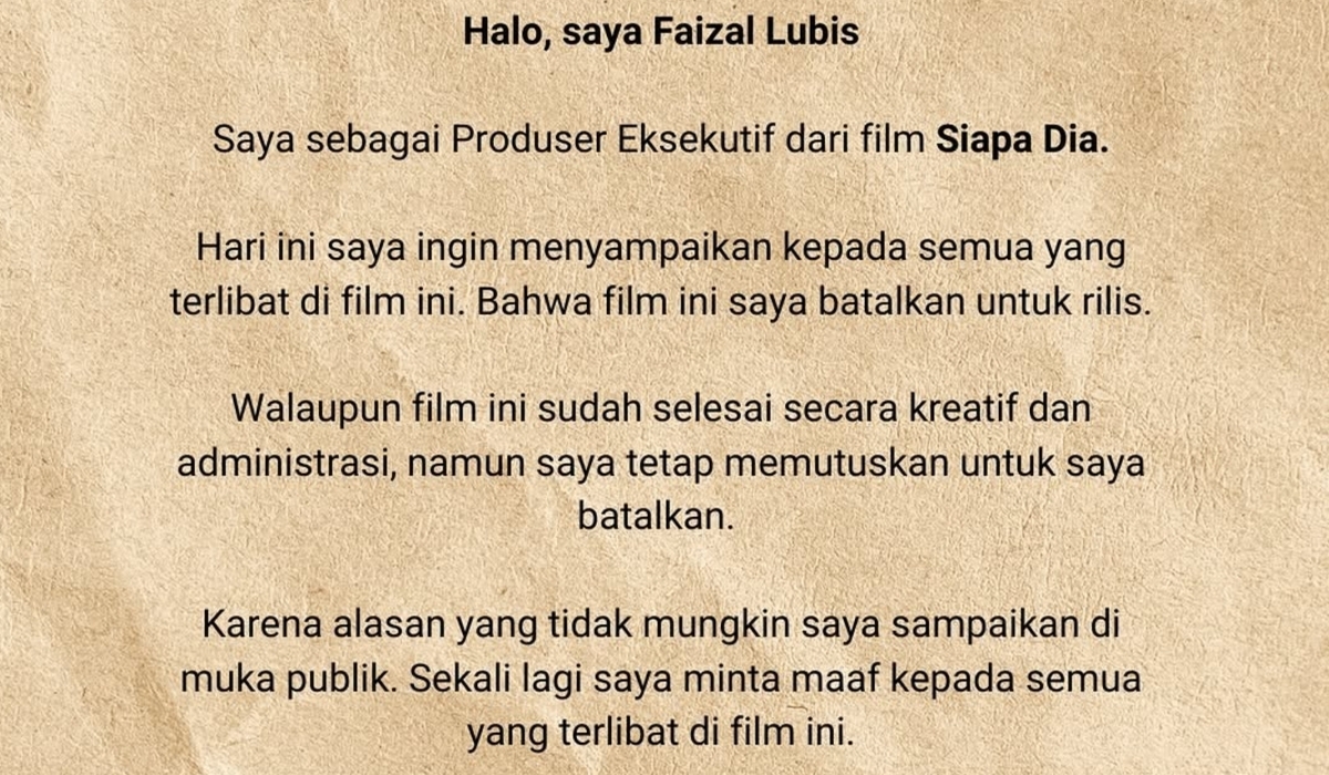 Film Siapa Dia Karya Garin Nugroho Batal Rilis, Apa Alasannya?