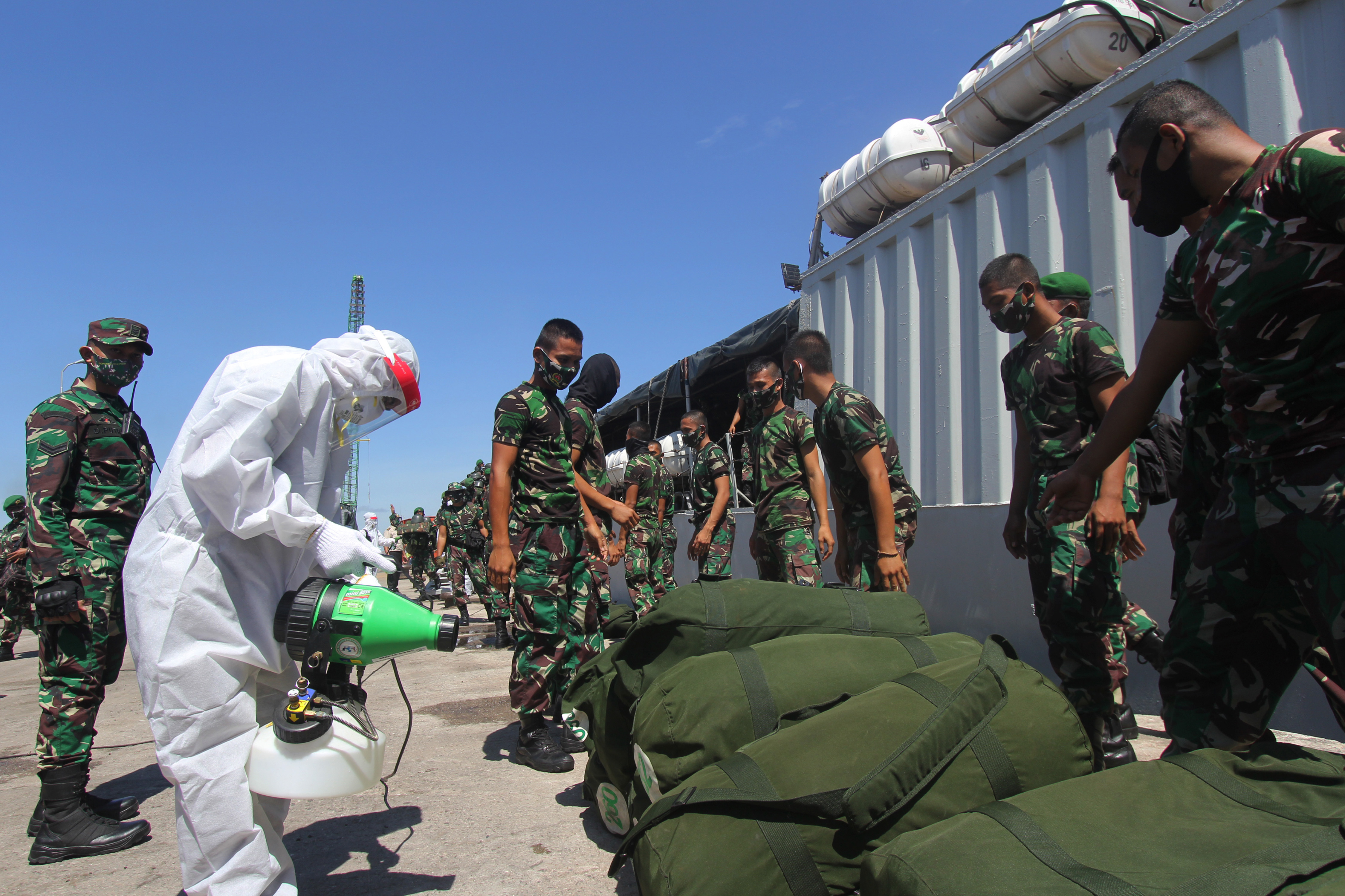 Kedatangan Satgas Pamtas RI-Malaysia di Dumai
