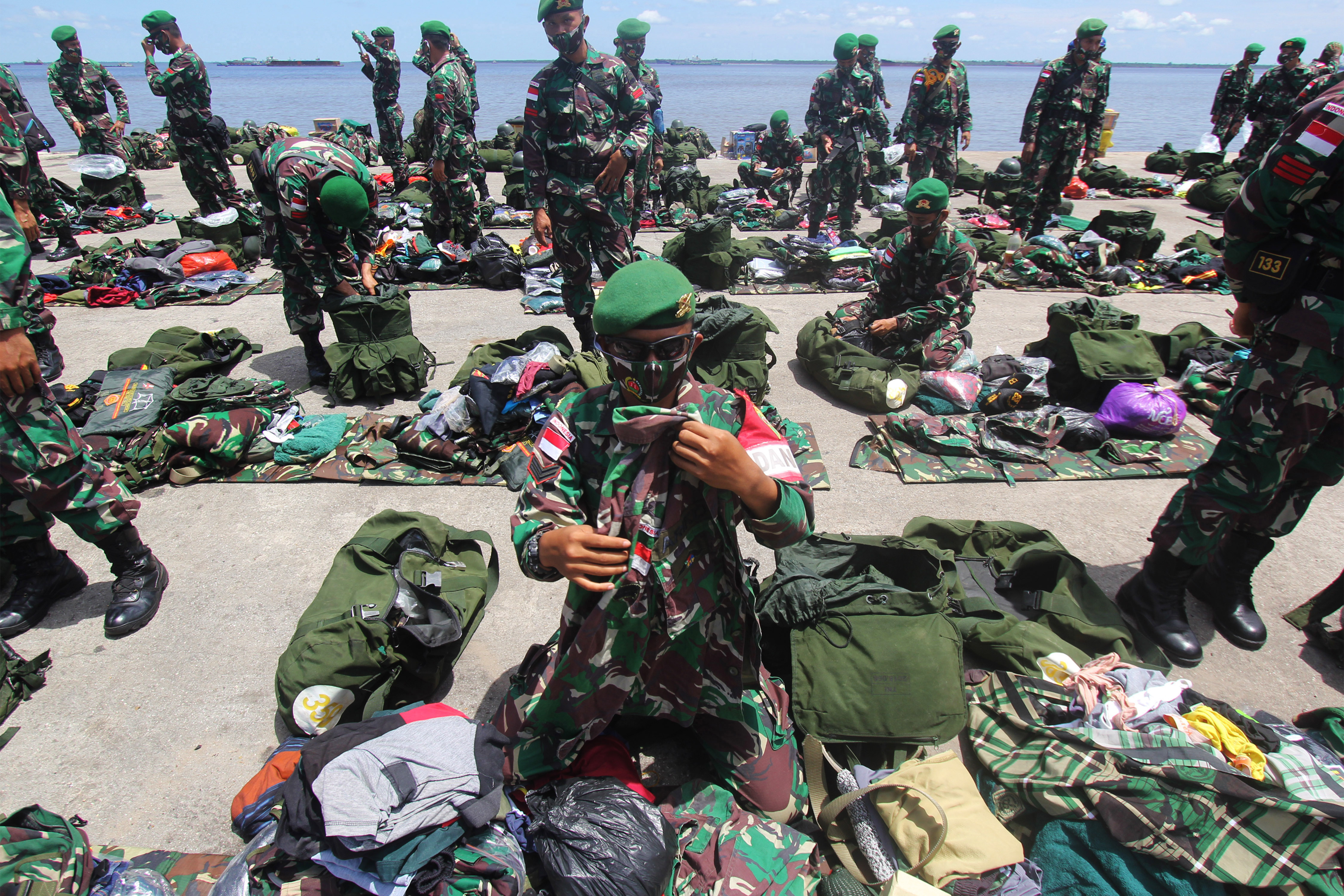 Kedatangan Satgas Pamtas RI-Malaysia di Dumai