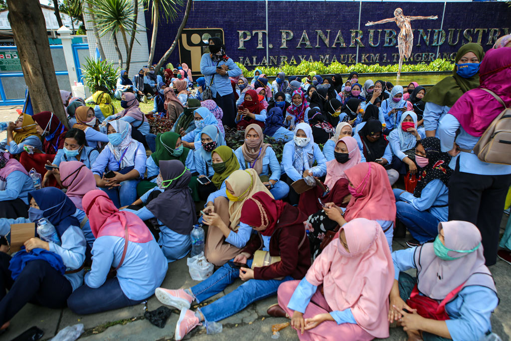 Aksi Mogok di Halaman Pabrik di Tangerang 