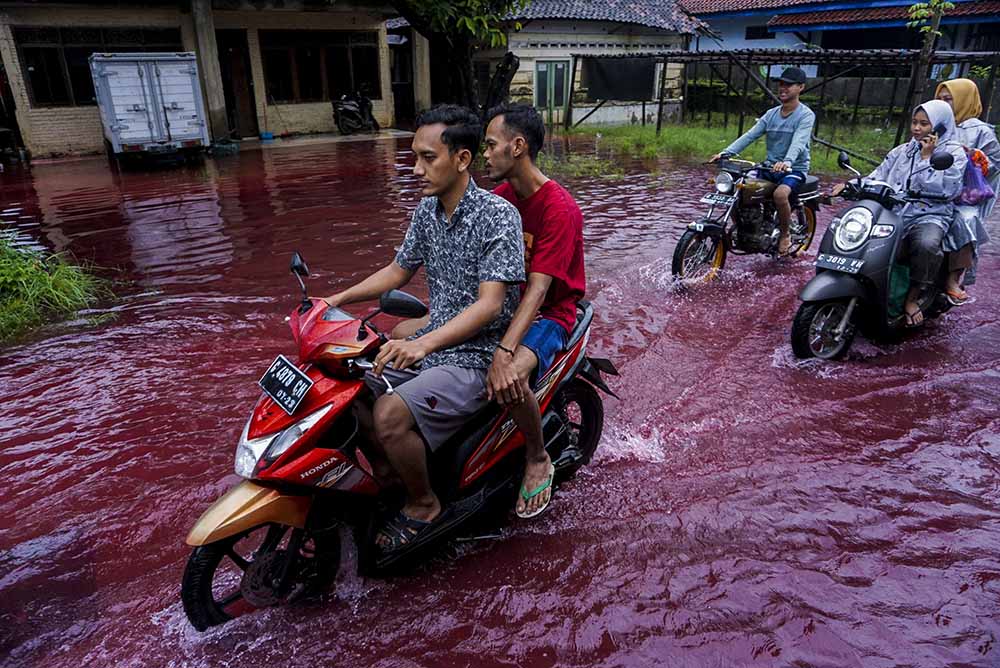 Banjir Berwarna Merah di Pekalongan