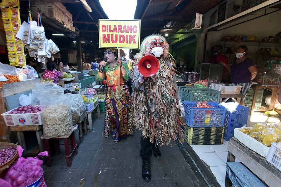 Edukasi Larangan Mudik di Pasar Tradisional Badung 