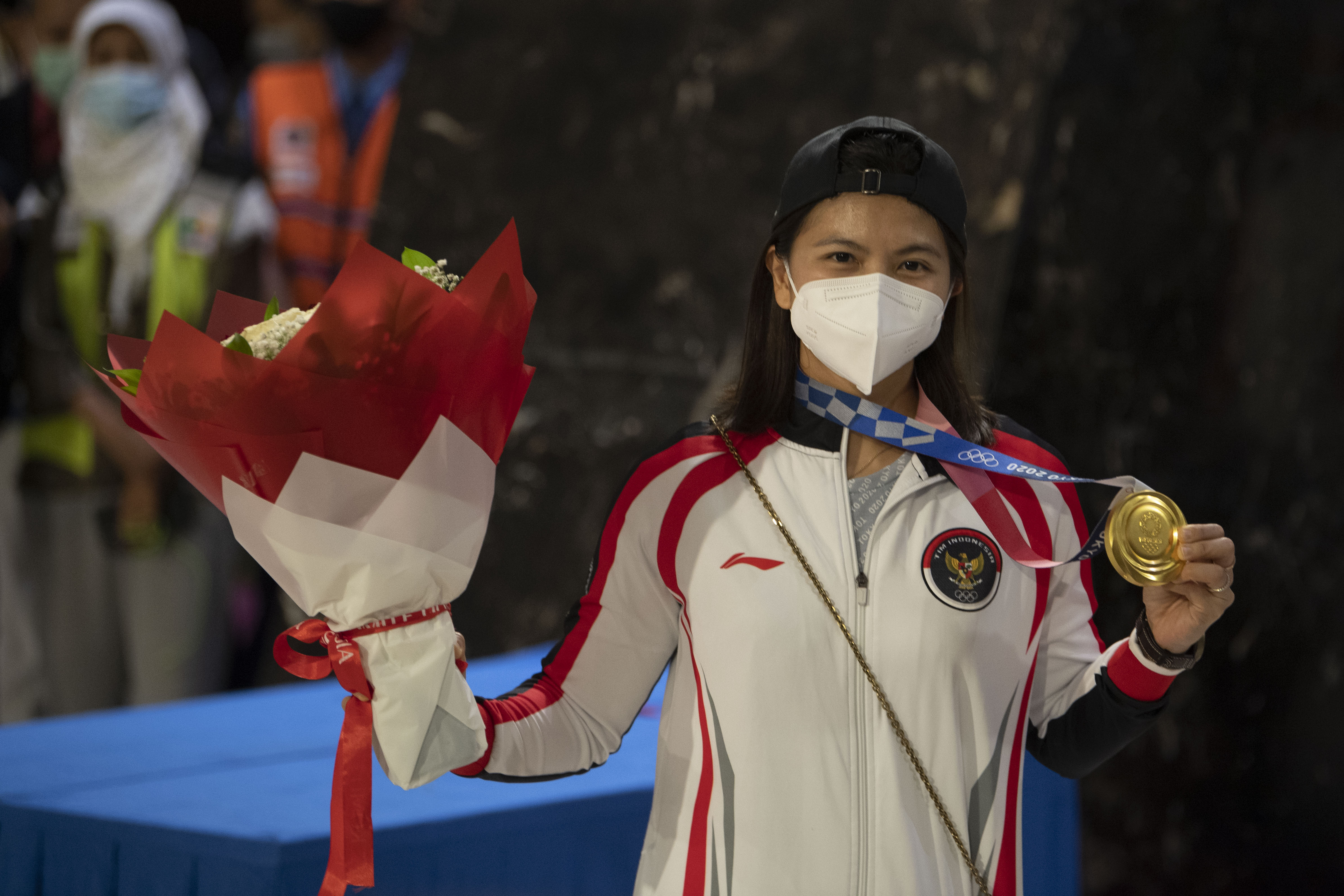 Kedatangan Peraih Medali Emas Olimpiade Tokyo 2020 di Tanah Air
