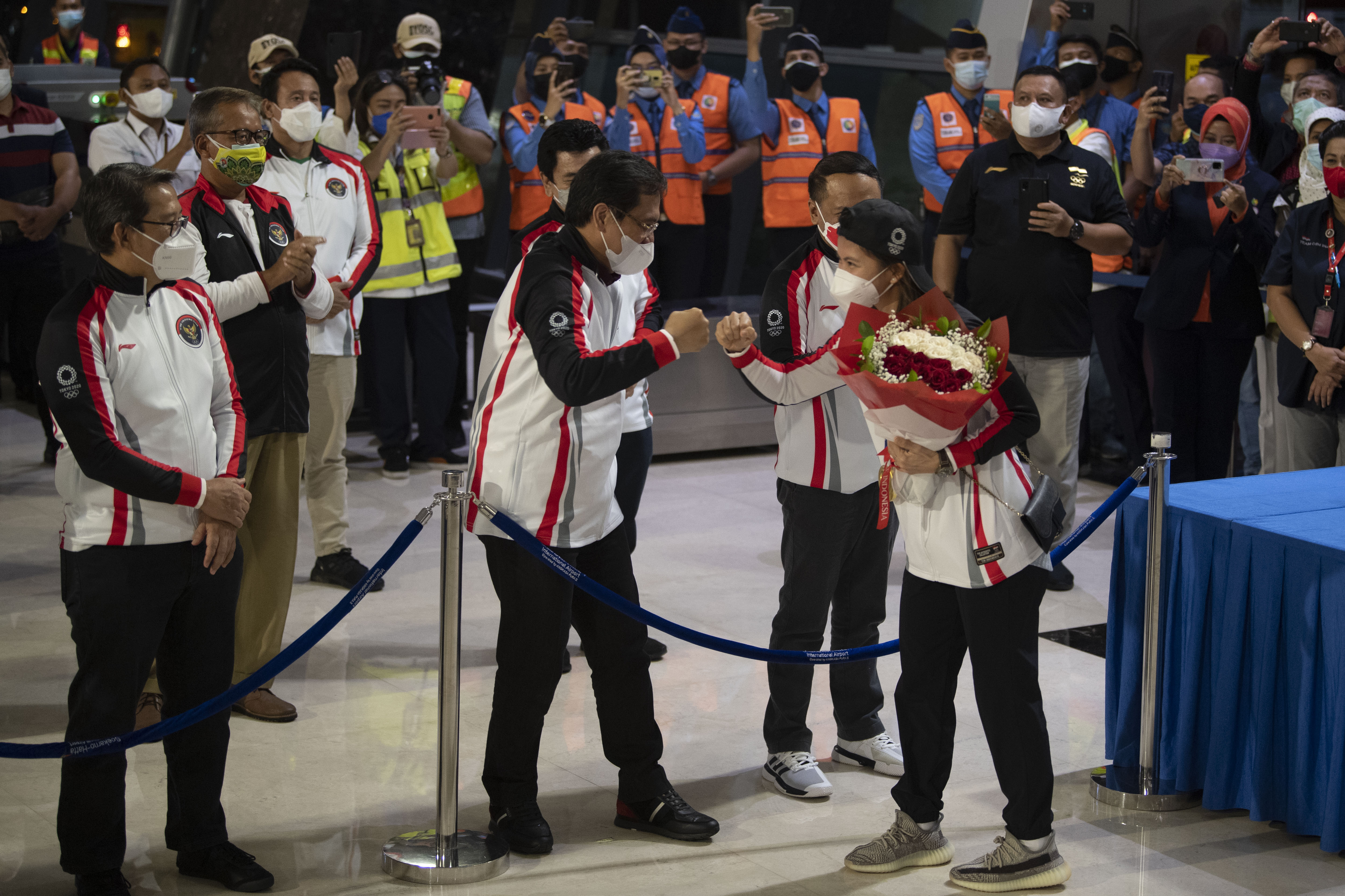 Kedatangan Peraih Medali Emas Olimpiade Tokyo 2020 di Tanah Air