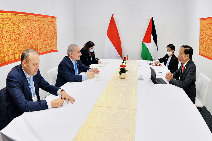 Presiden Joko Widodo Bertemu Dengan PM Palestina di KTT Perubahan Iklim