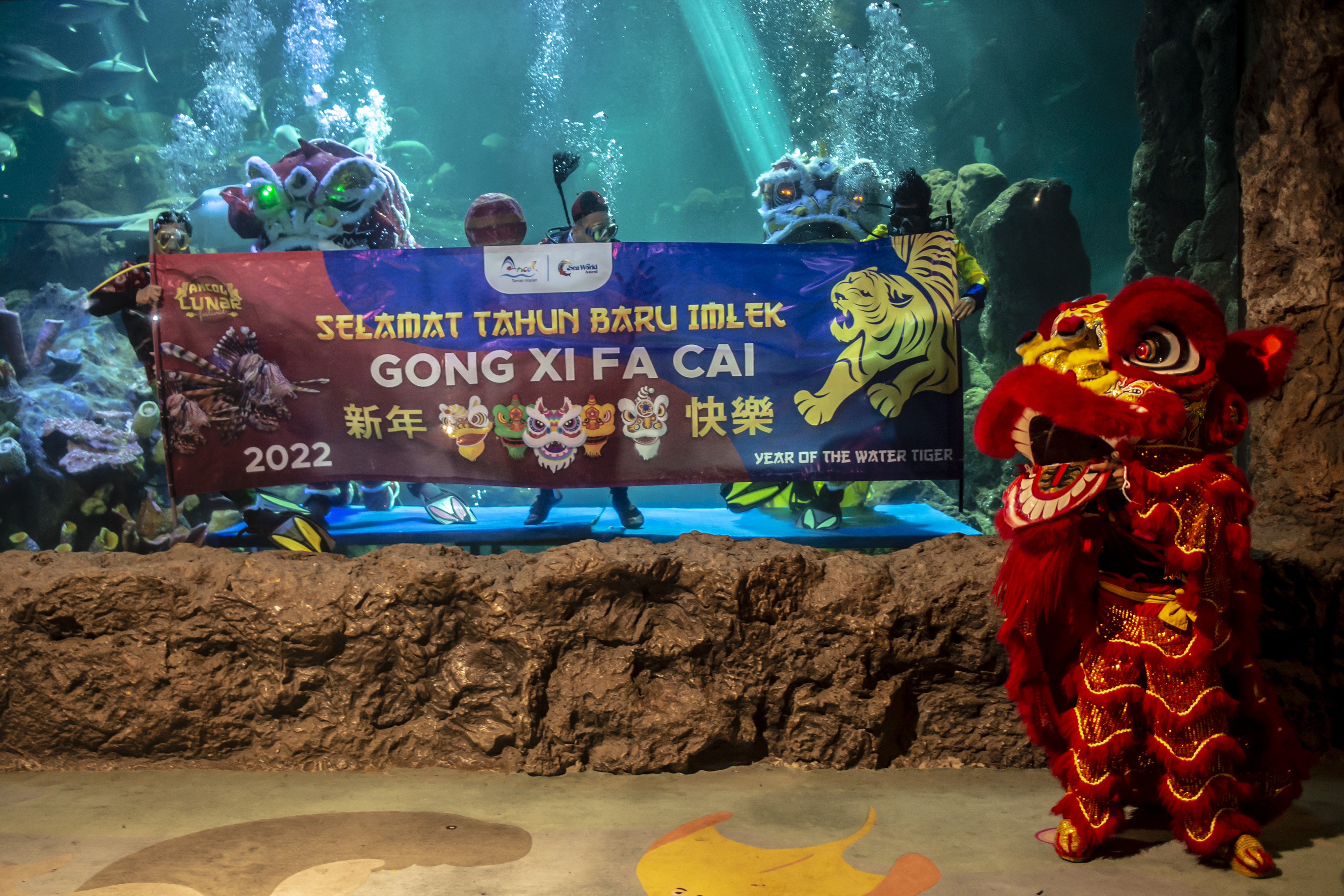 Atraksi Barongsai di Seaworld