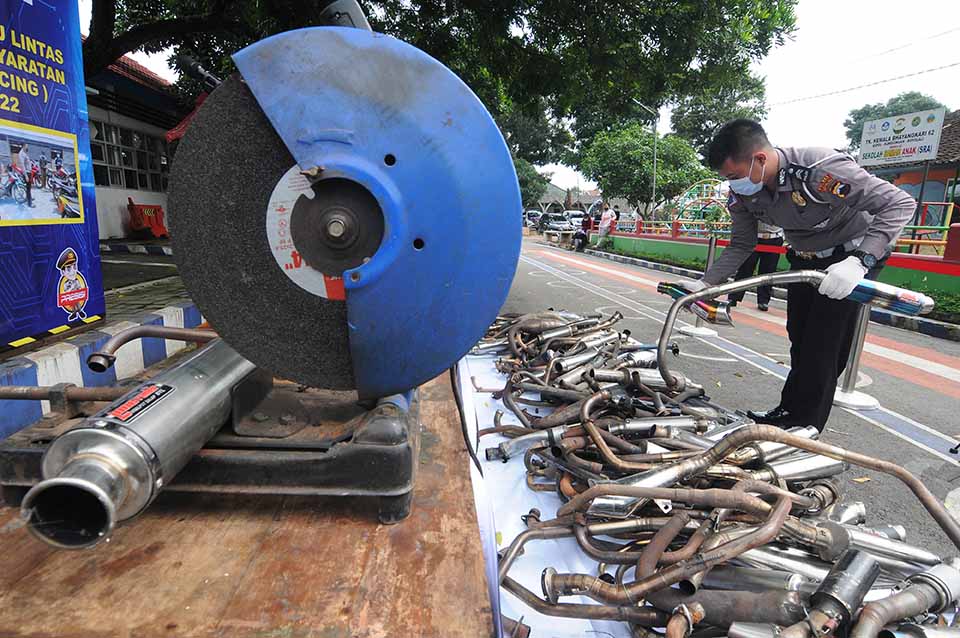 Pemusnahan Knalpot Bising di Polres Boyolali 