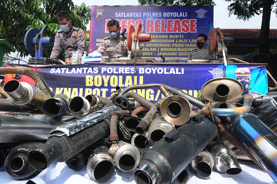 Pemusnahan Knalpot Bising di Polres Boyolali 