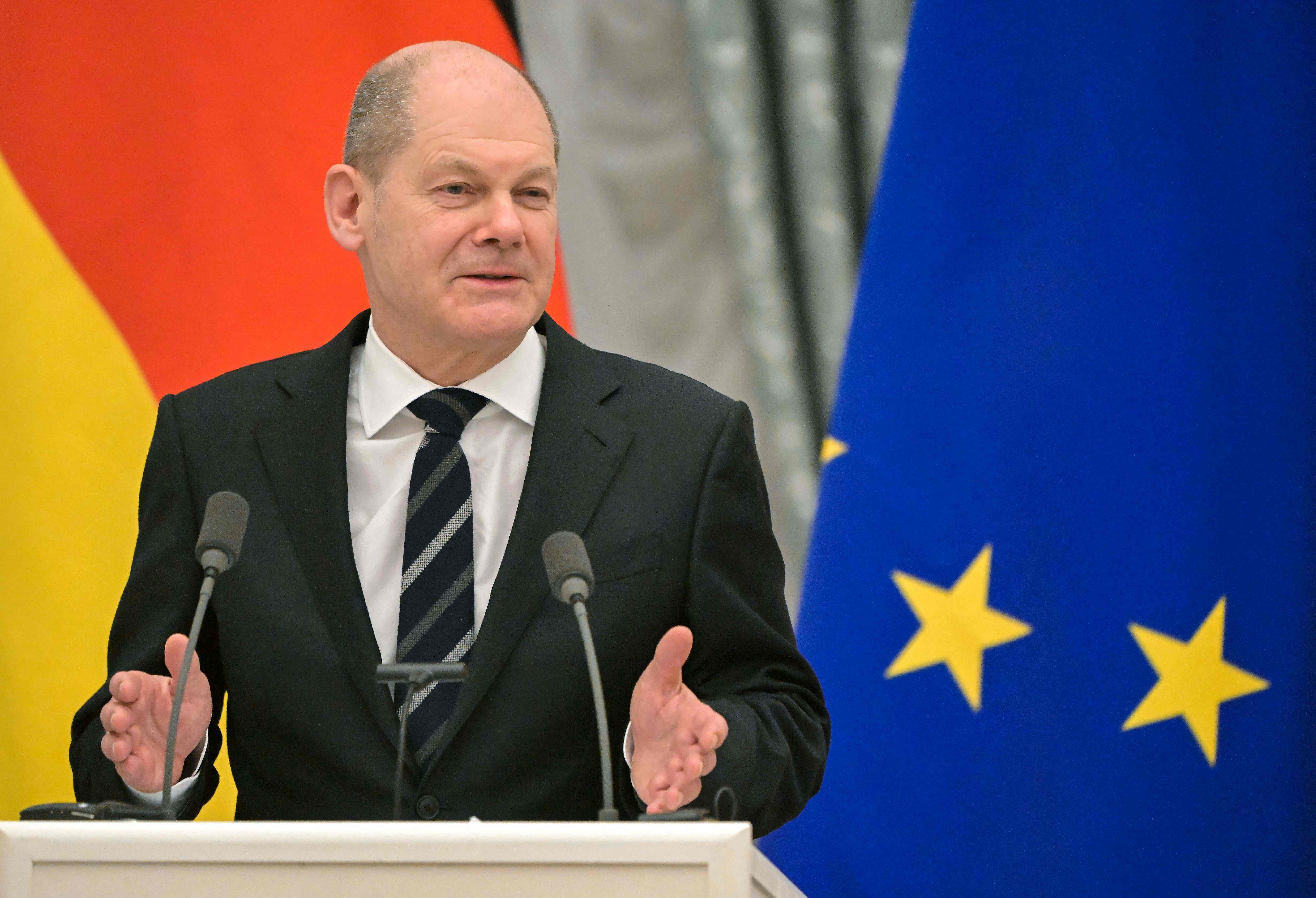 Pertemuan Kanselir Jerman Olaf Scholz dengan Presiden Rusia Vladimir Putin