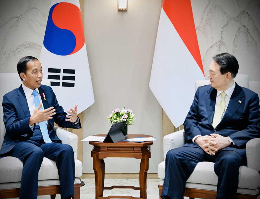 Presiden Jokowi Disambut Presiden Korsel Yoon Suk-yeol