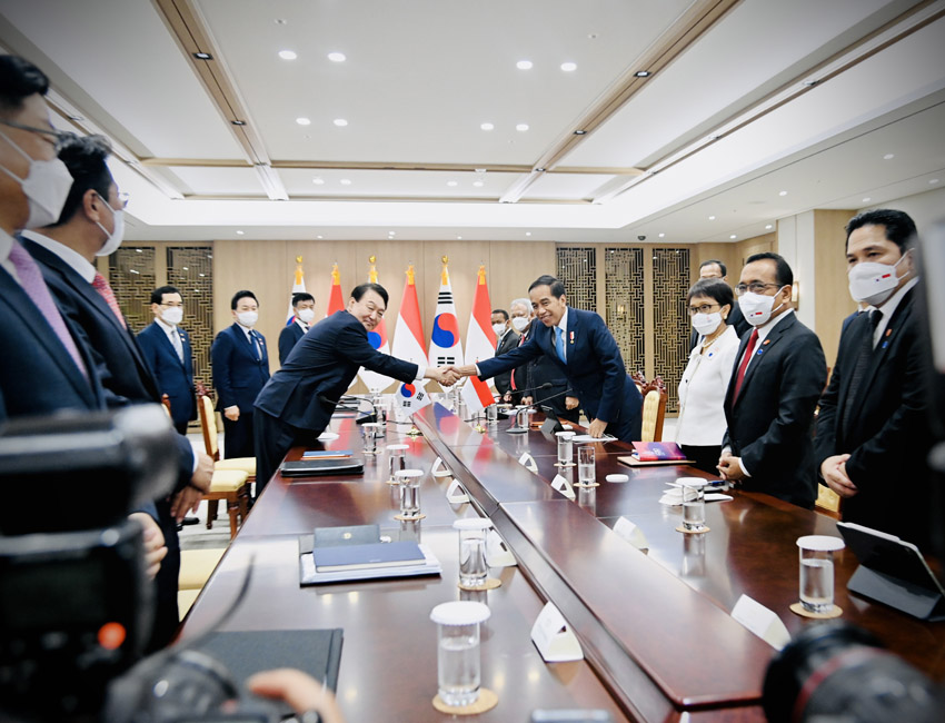 Presiden Jokowi Disambut Presiden Korsel Yoon Suk-yeol