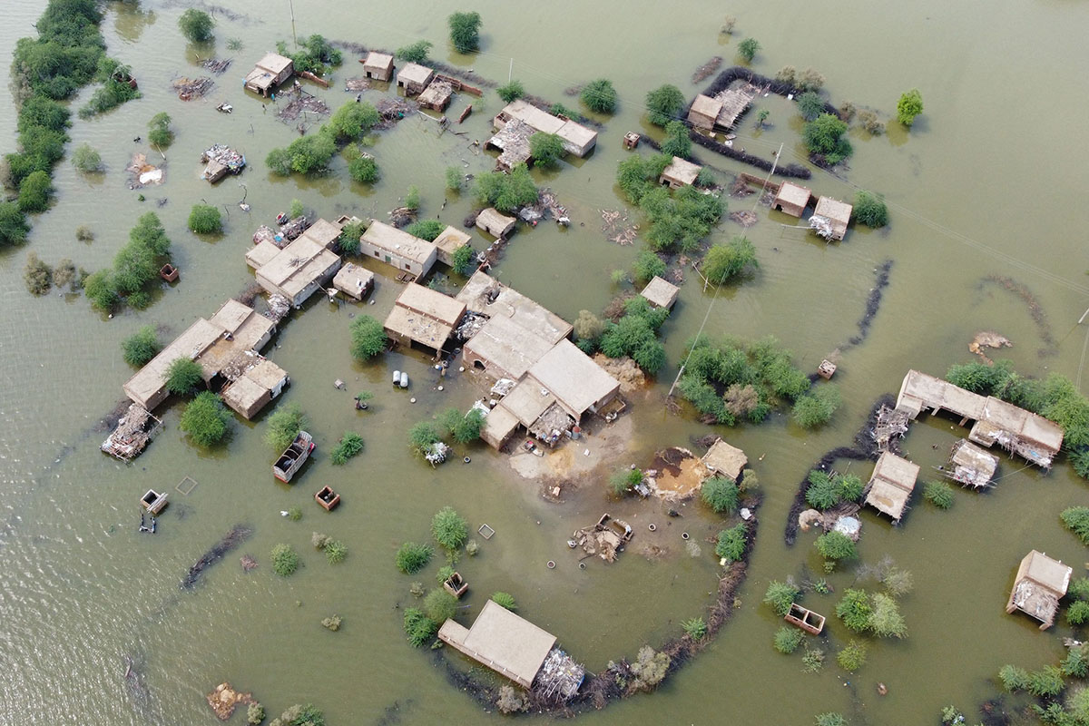 Foto Udara Saat Banjir Parah Genangi Pakistan
