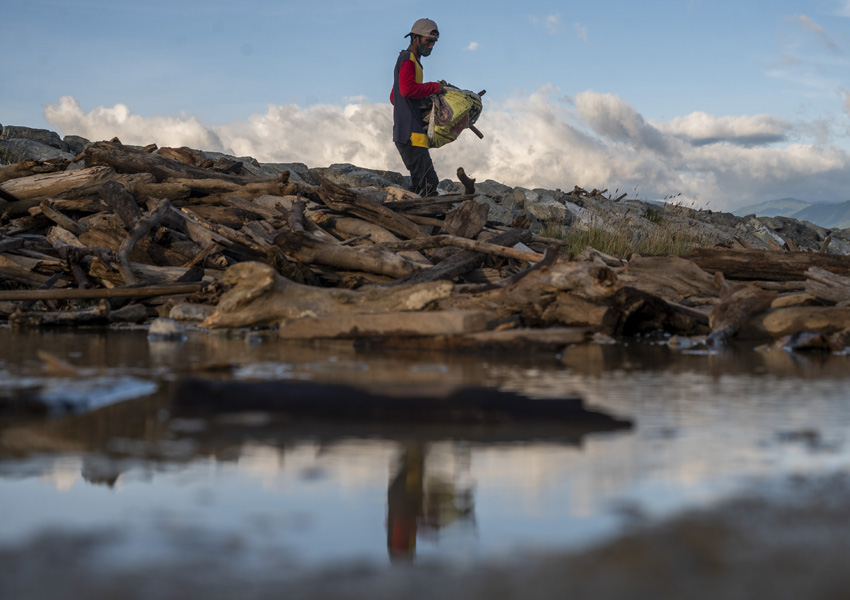 Manfaatkan Kayu Hanyut Untuk Bahan Bakar