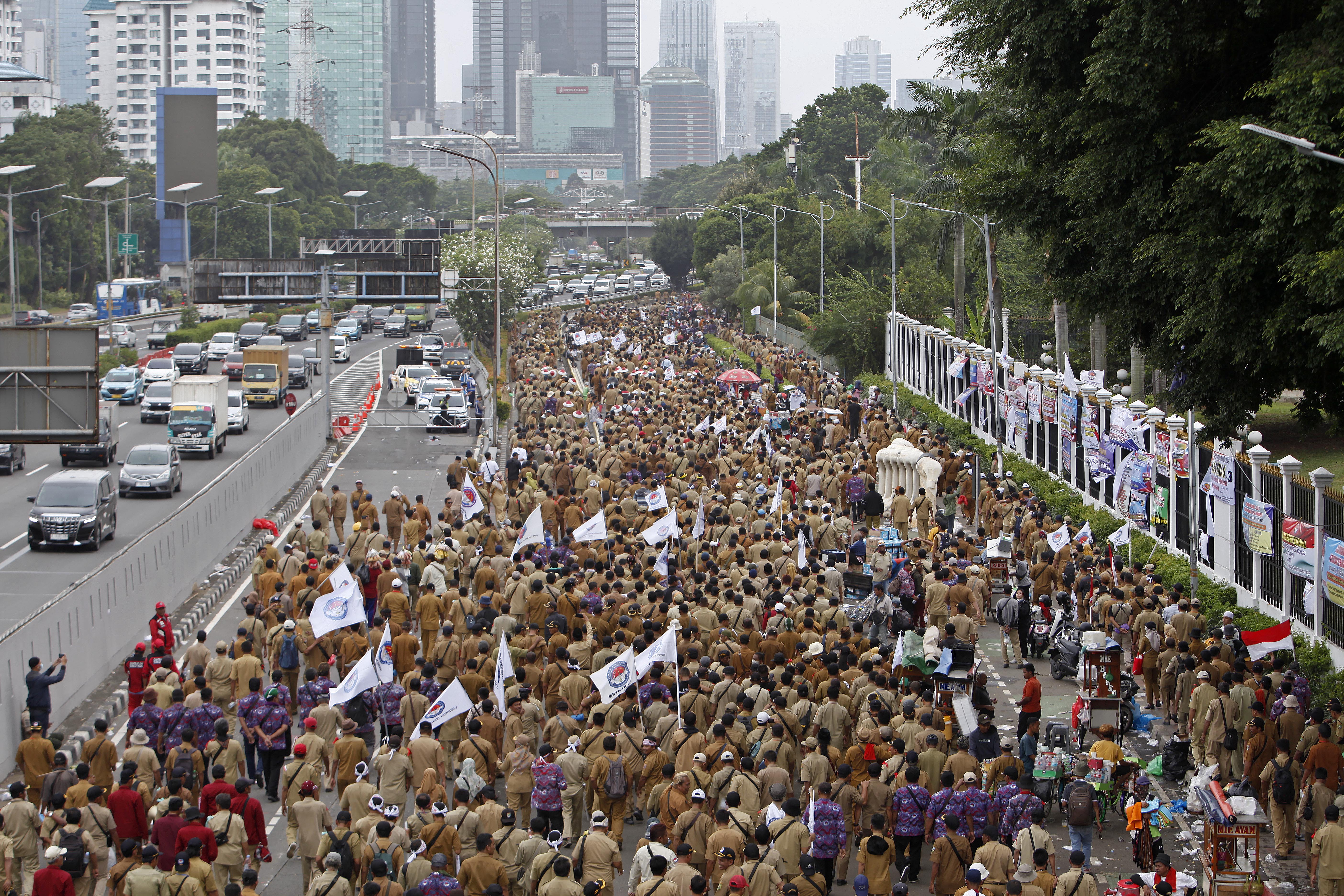 Demo Perangkat Desa di Depan Gedung DPR