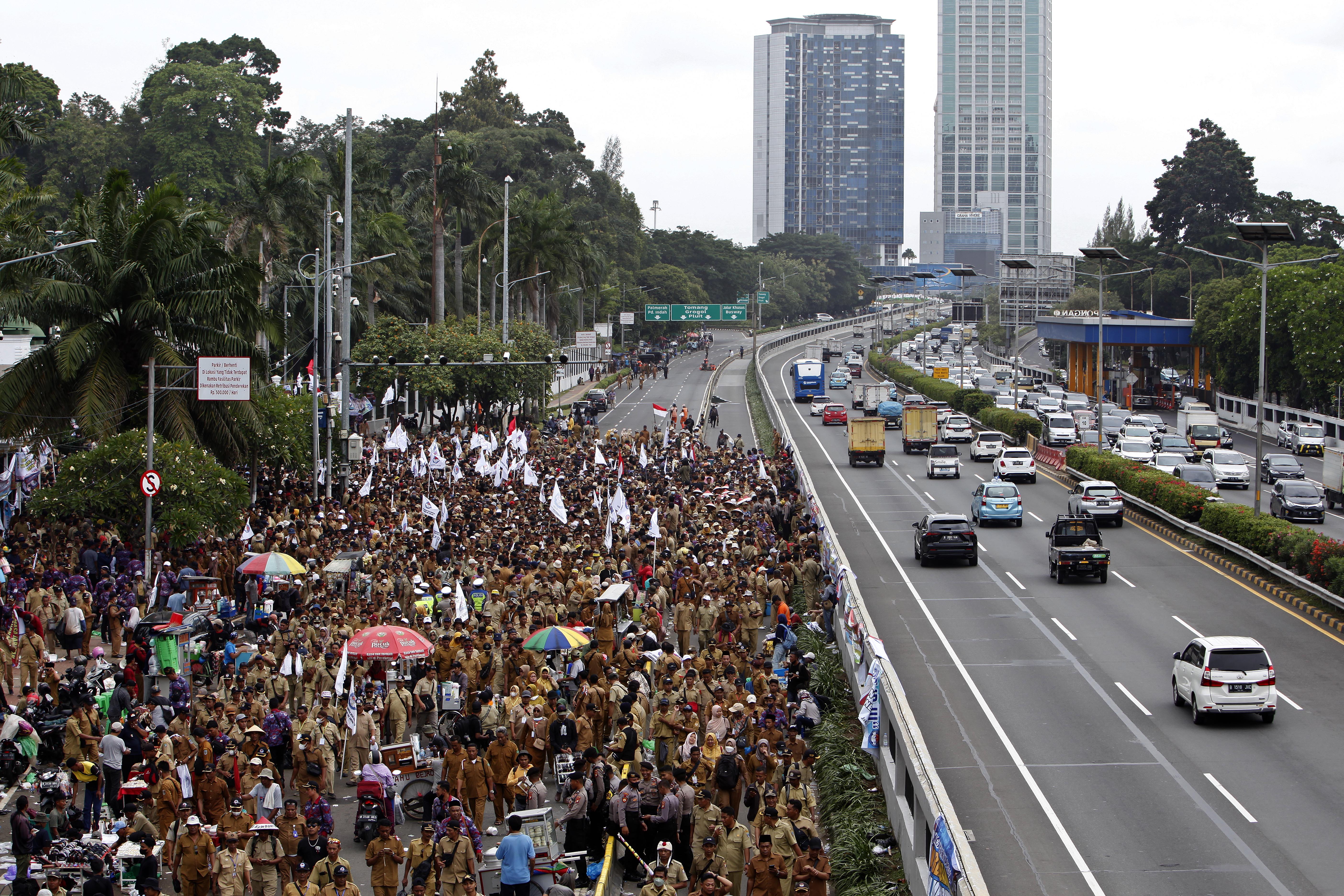 Demo Perangkat Desa di Depan Gedung DPR
