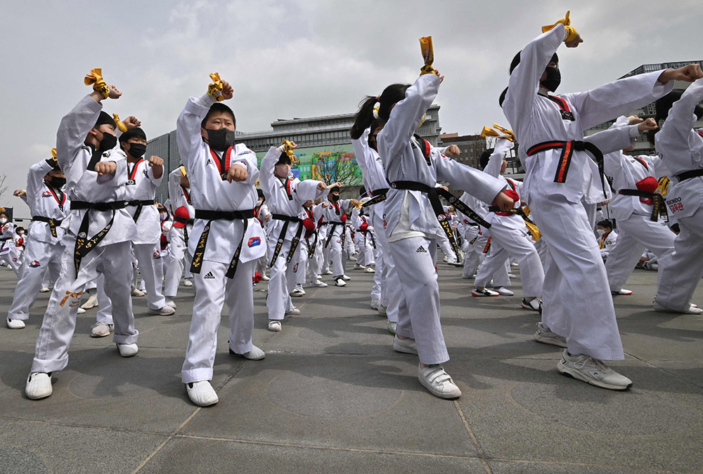 Demonstrasi Seni Beladiri Taekwondo di Korea Selatan