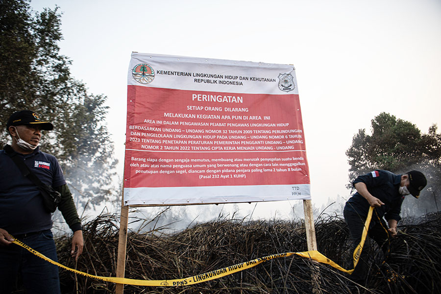 Penyegelan Lahan Terbakar di OKI Sumatra Selatan